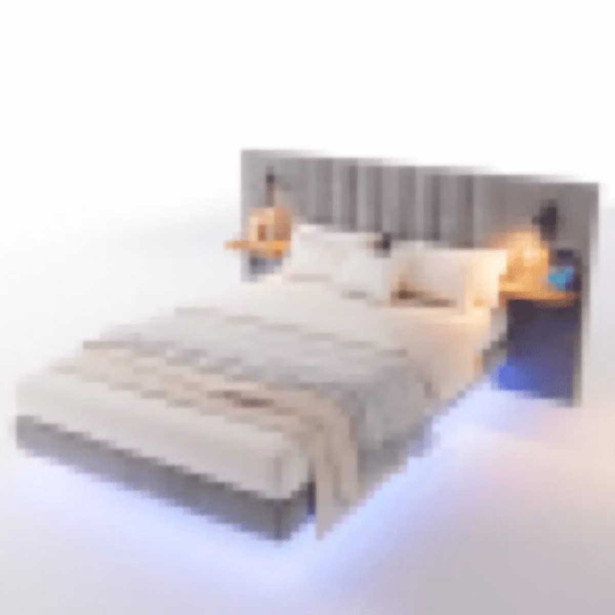 Matteo Grey Upholstered Double Bed with Integrated Reading Lights, USB Charging Port and Bedside Shelves, W: 140 cm, D: 200 cm, H: 135 cm – 3