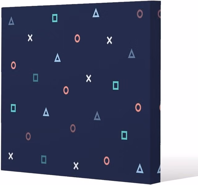 Benjamin Tate Design Abstract Geometric Hipster Pattern Canvas Print in Sand and Blue, W/H: 40 x 40 cm