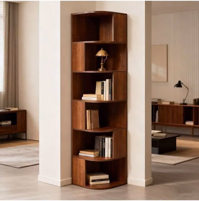 H&O Direct 6-Tier Wooden Corner Storage Shelf in Brown