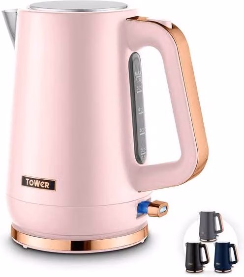 Tower Cavaletto 1.7L Jug Kettle in Pink and Rose Gold with Stainless Steel Body and Limescale Filter – 1