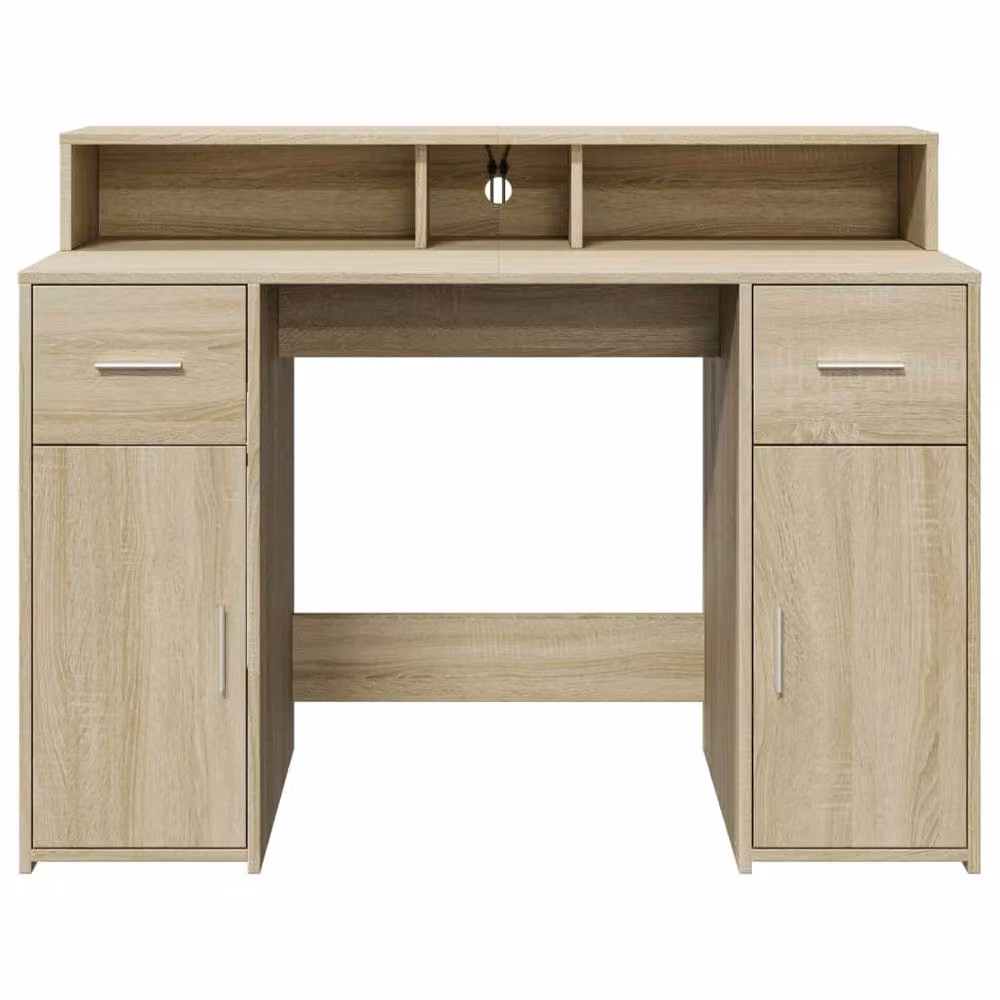 Berkfield Home Soft Gaming Desk with LED Lights in Sonoma Oak and Light Brown, W/D/H: 120 x 55 x 91 cm – 3