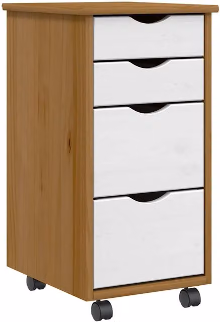 Berkfield Home MOSS Rolling Cabinet with Drawers in Honey Brown Solid Pine Wood – 1
