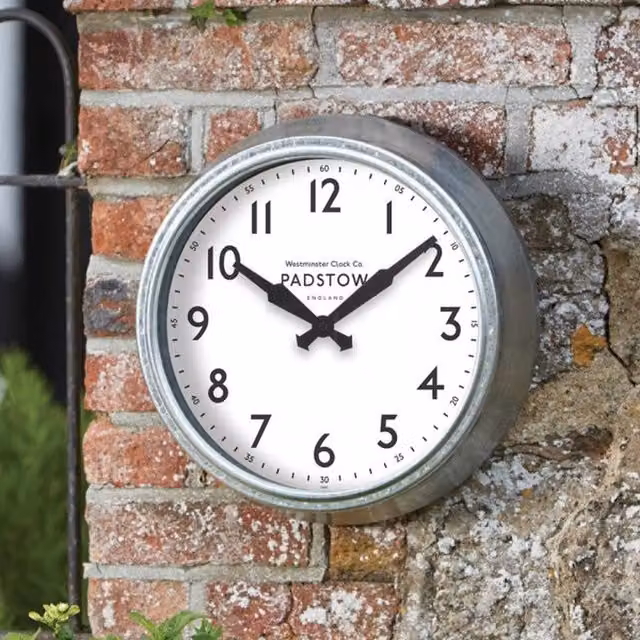 Garden Mile Padstow Outdoor Wall Clock in Silver