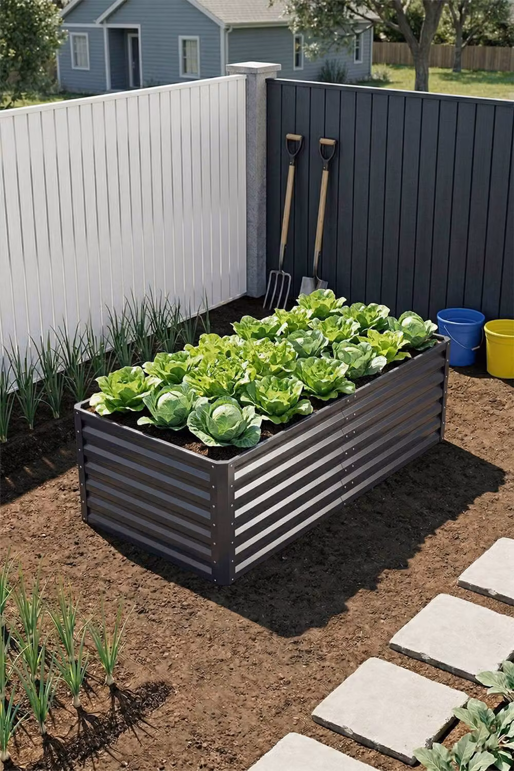 Garden Sanctuary Grey Metal Outdoor Raised Garden Bed – 2