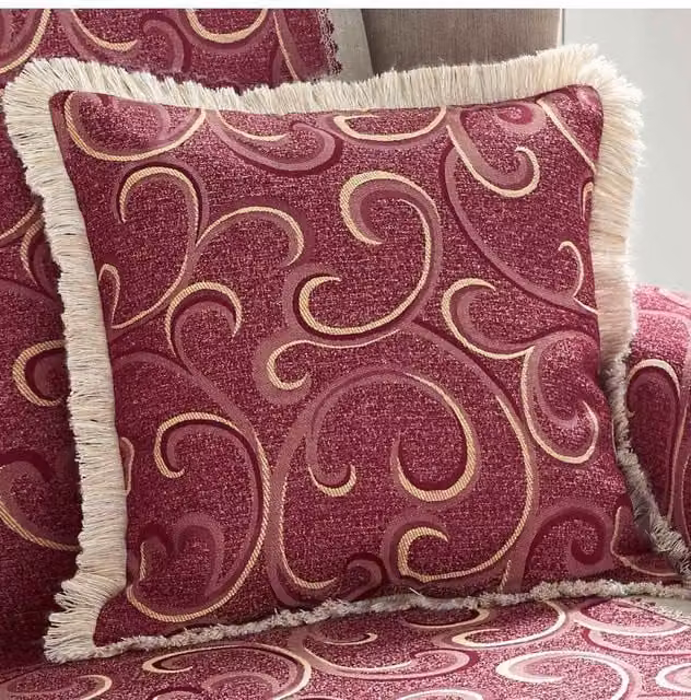 Chums Scroll Pair of Red Square Graphic Cushion Covers