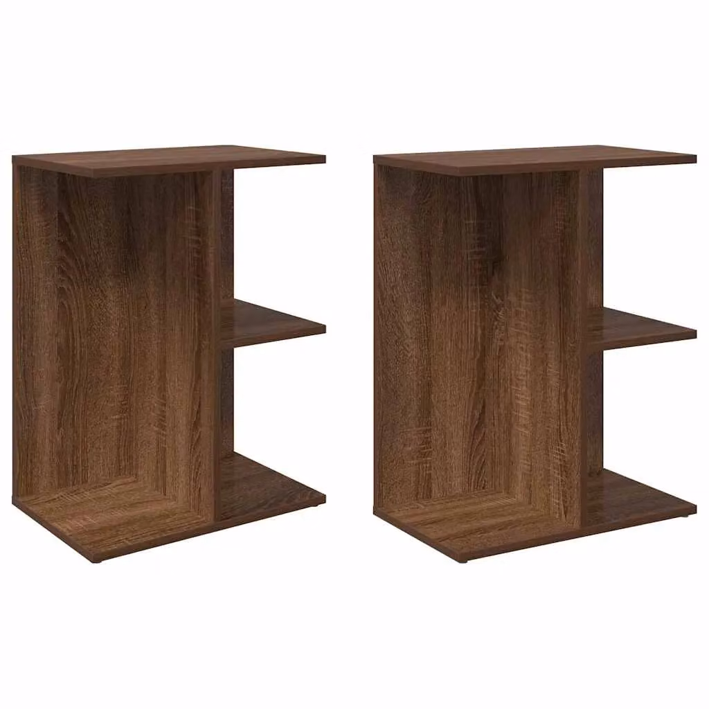 Berkfield Home Set of 2 Classic Bedside Tables in Brown Oak, W/D/H: 46.5 x 29 x 61 cm – 2