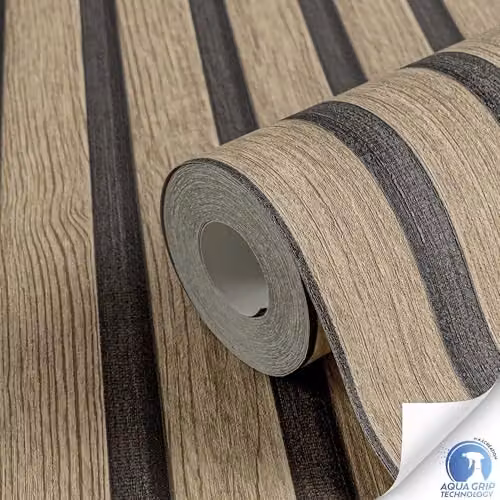 Livingwalls DESIGNDROP Non-Woven Pre-pasted Wallpaper with Wood Panel Look in Brown, Beige and Black, W: 0.53 m, L: 10.05 m – 2