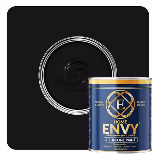 HOMES ENVY All-in-One Multi Surface Paint for Interior and Exterior Walls, Wood and Furniture, Matt, Black, 1 l – 1