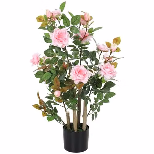 HOMCOM Pink Artificial Rose Tree, 90 cm Height