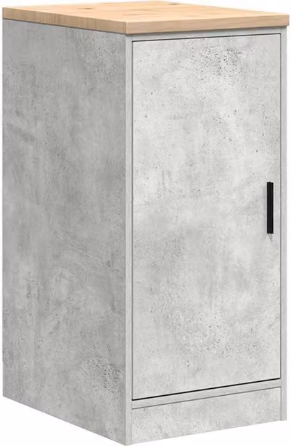 Berkfield Home Freestanding Garage Storage Cabinet in Concrete Grey, Solid Pine Wood with Hinged Doors, W/D/H: 40 x 51 x 85 cm