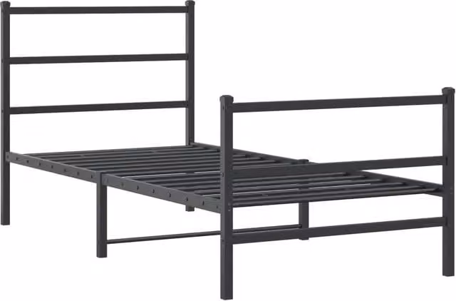 Berkfield Home Metal Bed Frame with Footboard in Black, W/D/H: 90 x 190 x 95 cm