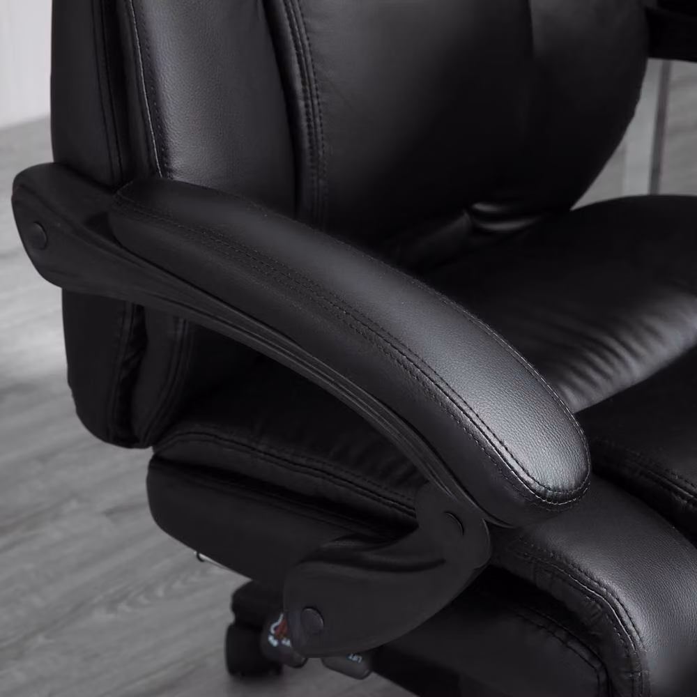 STILVORA Black Synthetic Leather Executive Office Chair with Footrest, Headrest and Armrests – 7