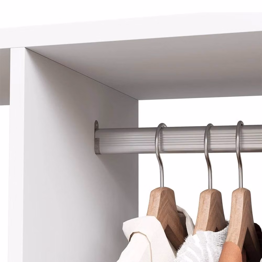 NESTLUNE Mobile Open Wardrobe with Storage Shelves and Hanging Rod, White, W/D/H: 80 x 40 x 128 cm – 3