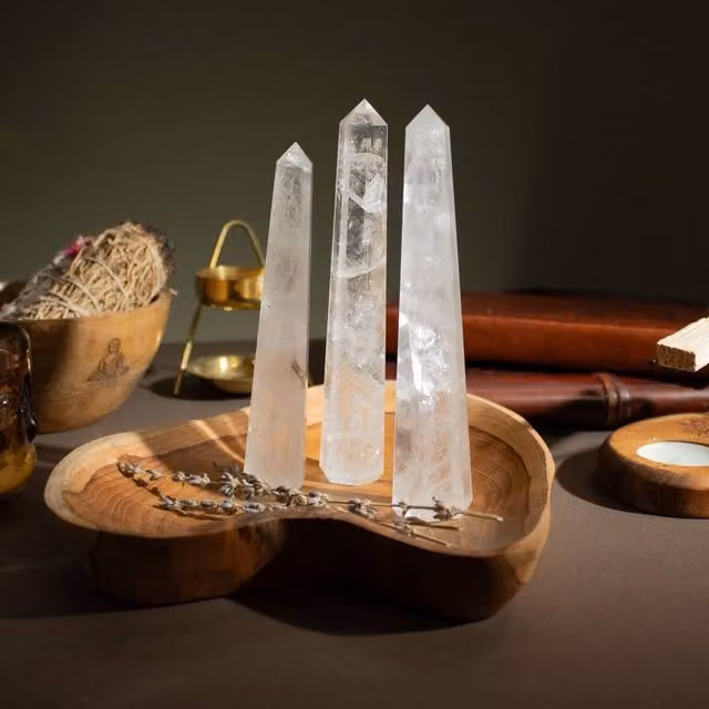 Serenityy Rock Crystal Six-Face Obelisk Point, Transparent, Height: 17 cm – 1