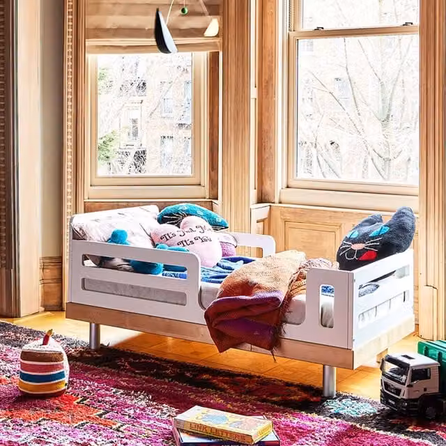 Oeuf NYC Classic Toddler Bed in White and Birch