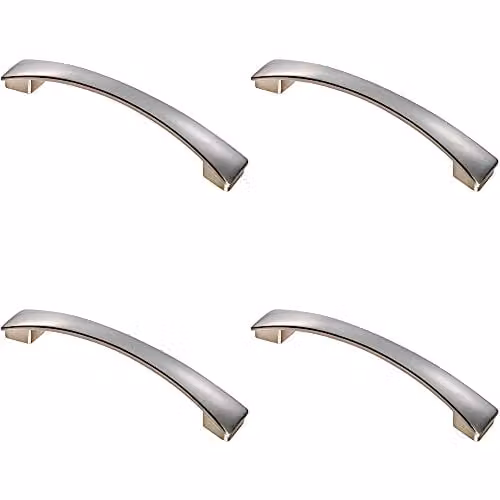 Loops 4 Pack Curved Bow Pull Handles in Brushed Silver, W: 18.3 cm, H: 2.6 cm, Fixing Centres: 16 cm