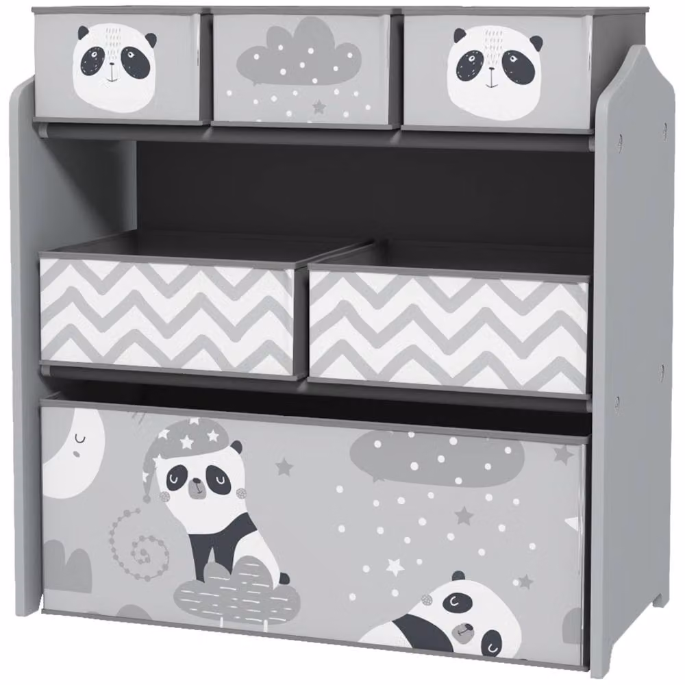 STILVORA Toy Storage Unit with 6 Bins in Grey – 4