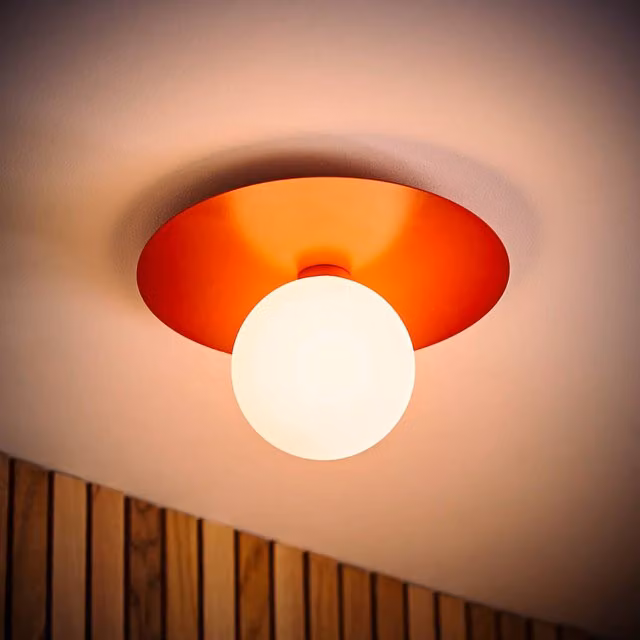 ValueLights Darla Frosted Globe Ceiling Light in Rust Red