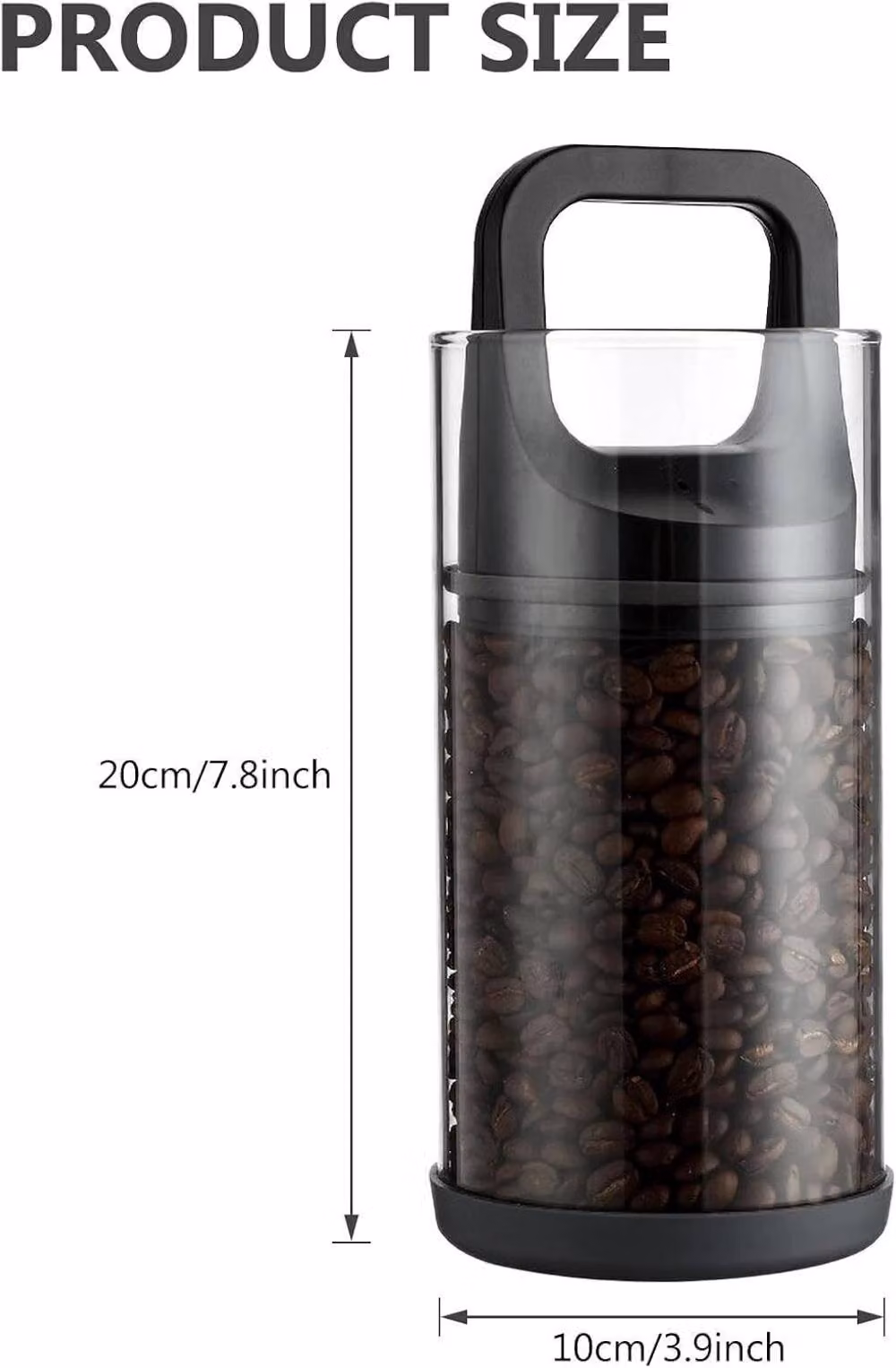 Nordara Airtight Vacuum Coffee Bean Canister in Black and Transparent Glass with Silicone – 2