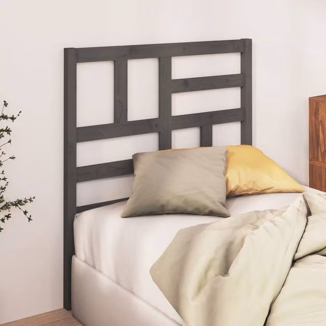 Berkfield Home Beautiful Bed Headboard in Grey Solid Pine Wood, W/D/H: 81 x 4 x 104 cm
