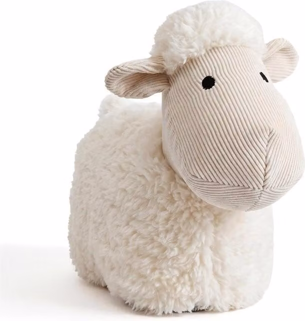 GEEZY Fluffy Sheep Cuddly Doorstop in Beige and White