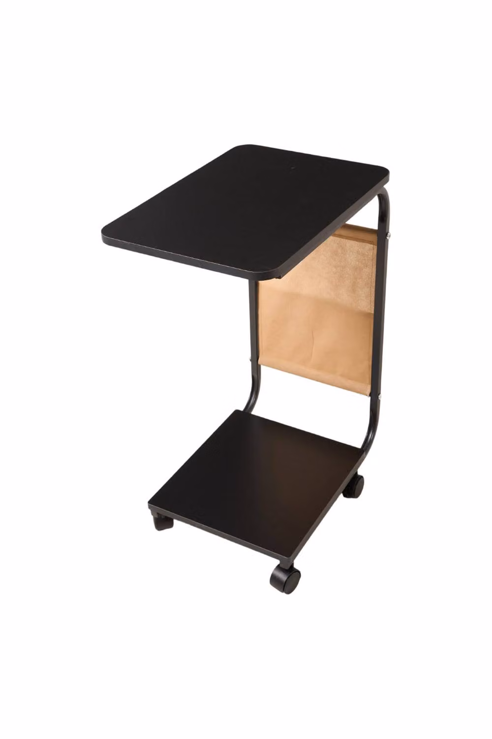 Living and Home C-Shaped Side Table with Storage Bag in Black – 2