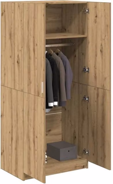 Berkfield Home Artisan Oak Wardrobe in Brown, W/D/H: 80 x 52 x 180 cm – 1