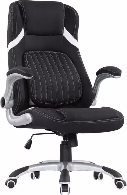 Rolipo Ergonomic Linen-Look Office Chair in Black with Adjustable Height, Tilt Function and 360 Degree Swivel