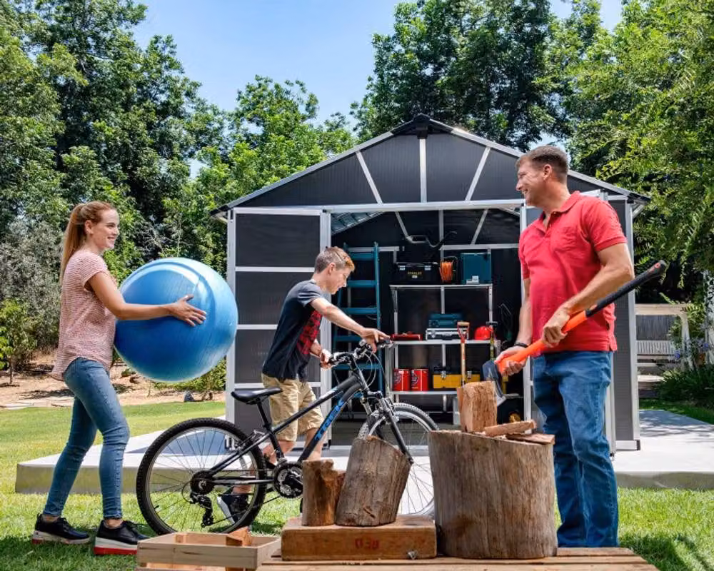 Palram Canopia Yukon Gable Garden Shed in Dark Grey with Polycarbonate and Aluminium Construction, W: 332 cm, H: 252 cm – 5
