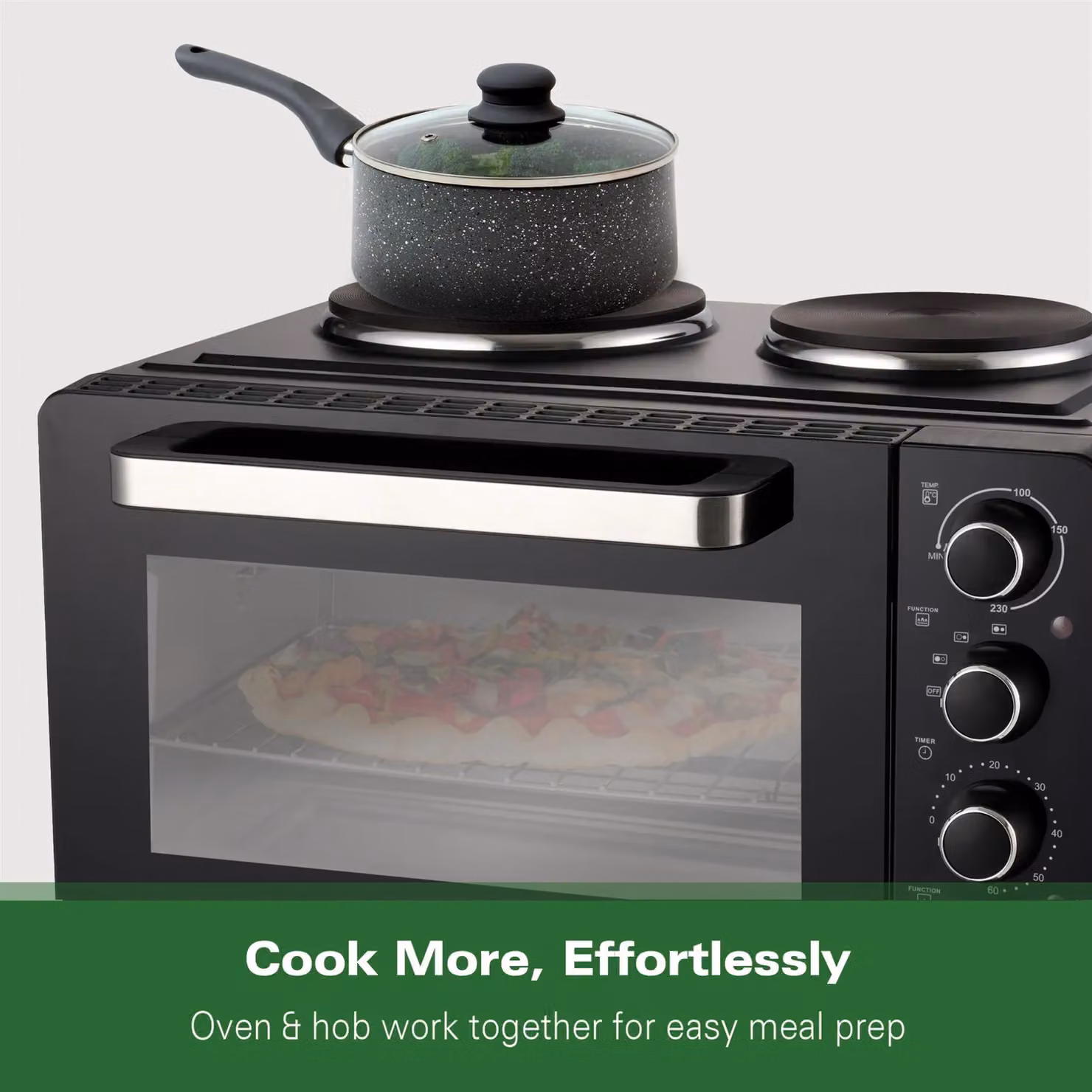 Hamilton Beach 28L Mini Oven with Double Hotplate in Black – 4