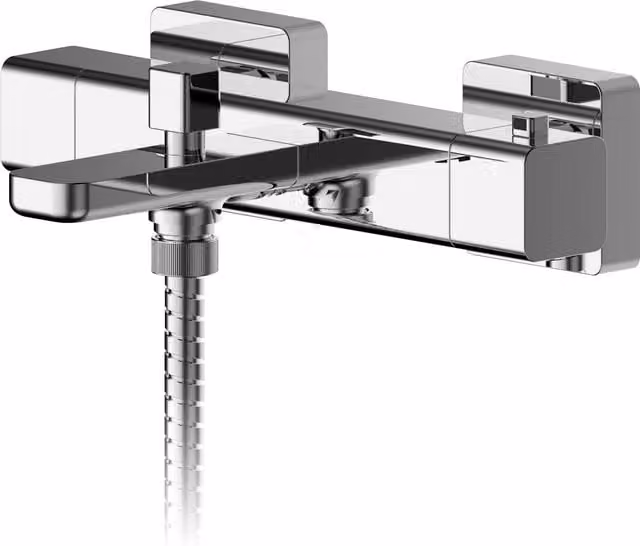 Balterley Wall Mounted Thermostatic Single Lever Bath and Shower Mixer Bar Valve in Chrome Silver