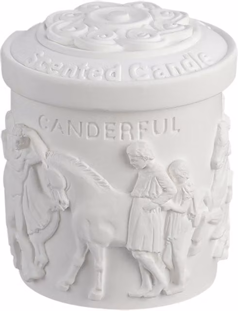 Lifeideas Retro Embossed Ceramic Scented Tabletop Candle in White with Fresh Floral and Oriental White Tea Fragrance