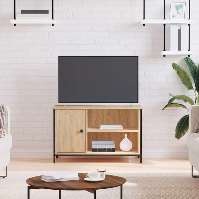 Berkfield Home Sonoma Oak TV Cabinet in Brown, W/D/H: 80 x 40 x 50 cm – 1