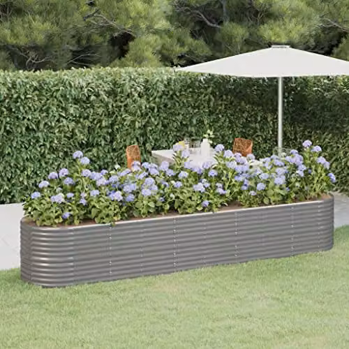 vidaXL Grey Galvanised Steel Garden Raised Bed W/D/H: 368 x 80 x 68 cm – 2
