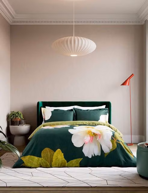 Ted Baker Gardenia Floral Cotton Bedding Set, Green Mix, 200 x 200 cm