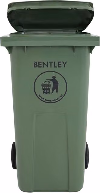 Charles Bentley 240 Litre Green Plastic Wheelie Bin with Flip Lid, H 99 x W 73 x D 58.5 cm