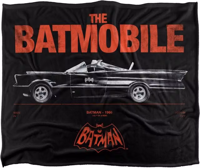 LOGOVISION Batman Classic '66 Batmobile Super Soft Fleece Throw Blanket, Multicolour, W: 91 cm, D: 147 cm – 6