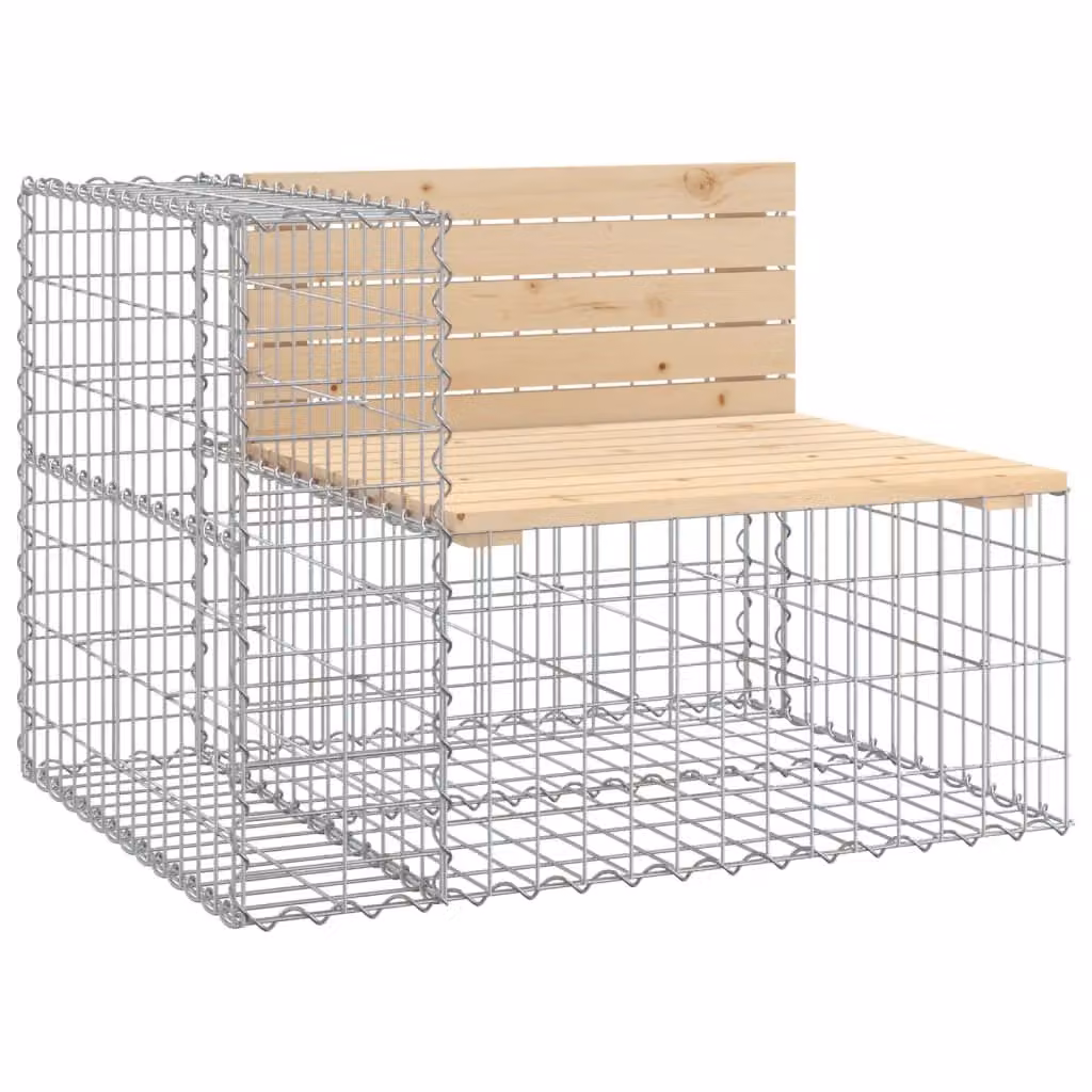 Berkfield Home Gabion Design Garden Bench in Brown Solid Pine, W/D/H: 92 x 71 x 65.5 cm – 2