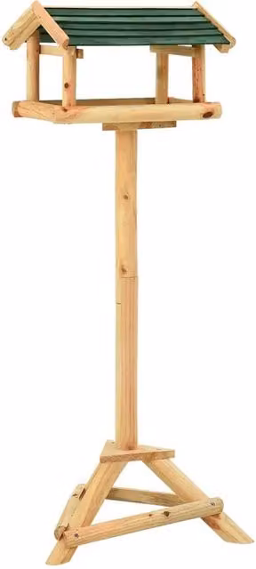 Berkfield Home Bird Feeder with Stand in Brown Solid Fir Wood, W/D/H: 37 x 28 x 100 cm – 1