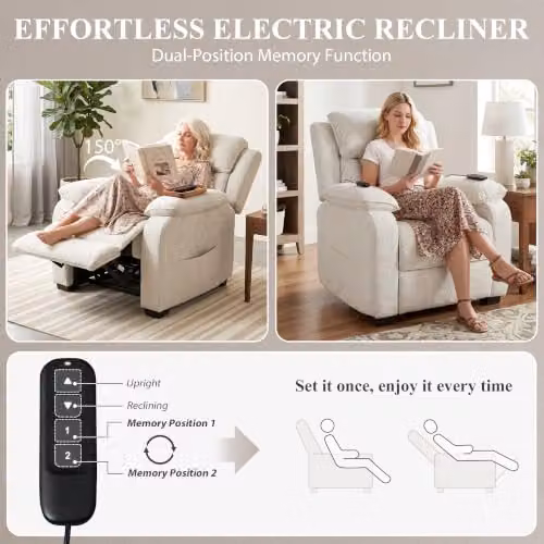 HOMCOM White Velvet Power Recliner Armchair with Massage and Heat Function – 4