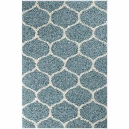 THE RUGS Modern Moroccan Shaggy Rug in Duck Egg Blue and Ivory, W: 240 cm, D: 340 cm – 2