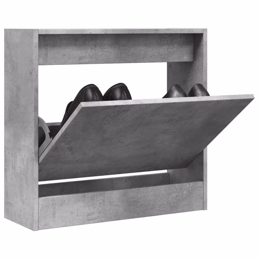 Berkfield Home Modern Wall Mounted Shoe Cabinet in Concrete Grey, W/D/H: 60 x 21 x 57 cm – 2