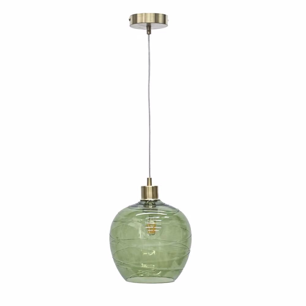 First Choice Lighting Leah Green Transparent Glass Easy Fit Pendant Shade – 3