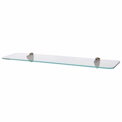 Harbour Housewares Wall-Mounted Straight Glass Bathroom Shelf in Gold and Transparent, W: 60 cm, D: 13 cm