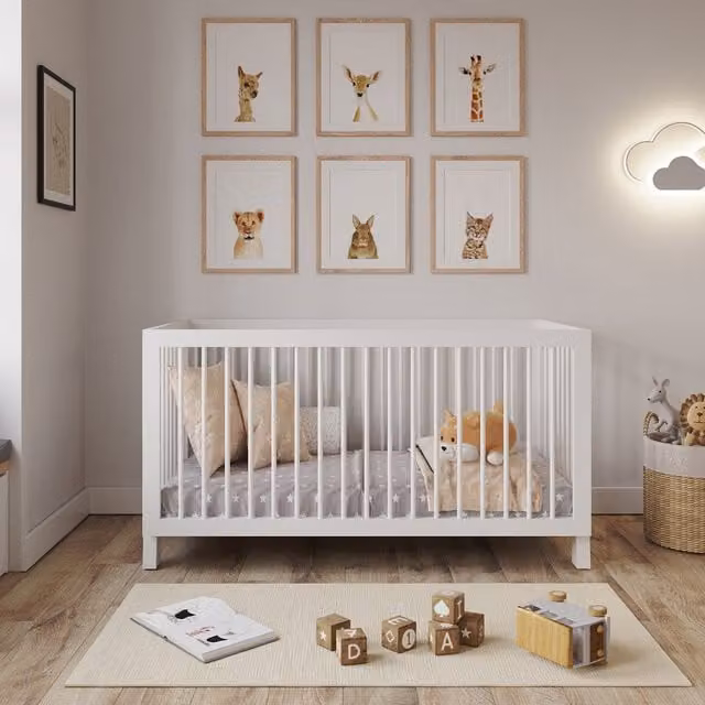 Love For Sleep Alexander Modern Cot Bed in White Solid Pine Wood, W/D/H: 140 x 70 cm