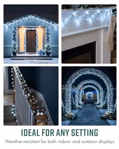 Globrite 100 LED Cool White Fairy String Lights with Remote Control and Timer for Christmas and Halloween Decorations – 3