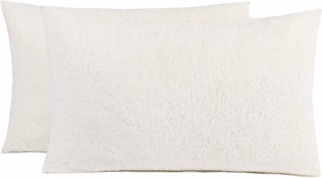 OHS Pack of 2 Teddy Fleece Filled Rectangular Pillows in Cream