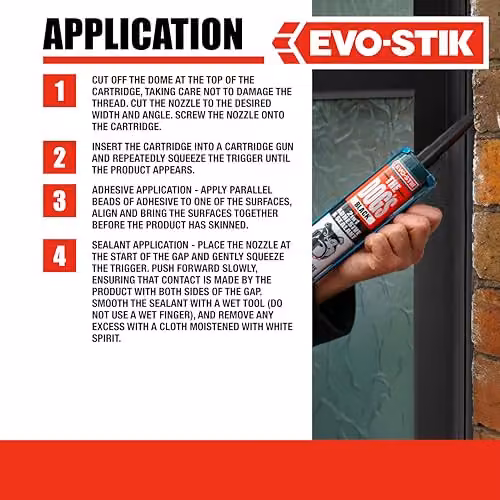 Evo-Stik MS Polymer Multipurpose Waterproof Adhesive and Sealant, Black, 290 ml – 4