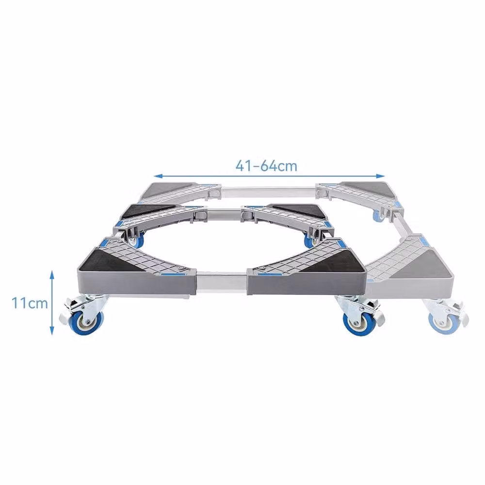 Nordara Adjustable Fridge and Washing Machine Trolley Stand in Metallic Silver – 2