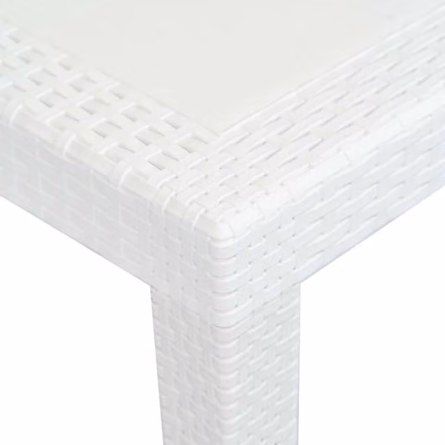Berkfield Home White Extendable Garden Table with Plastic Rattan Look, W: 150 cm, D: 90 cm, H: 72 cm